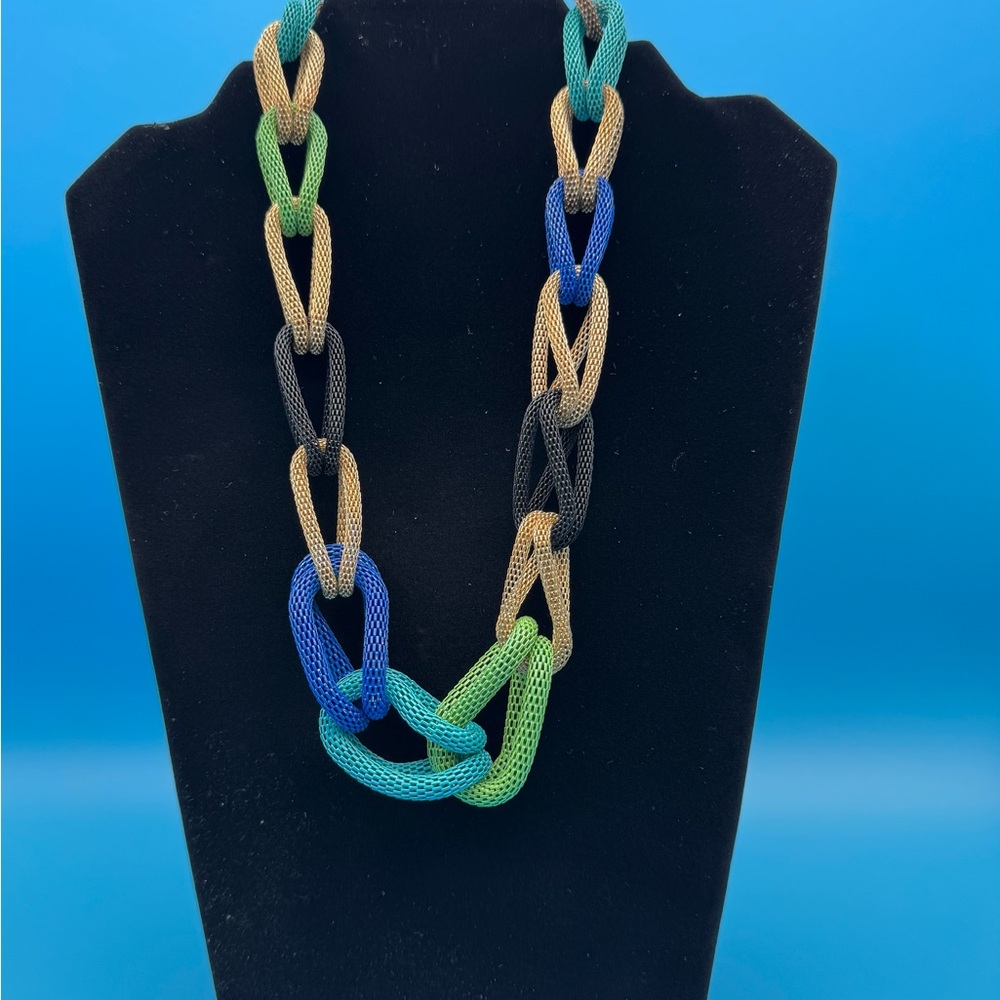 Vintage Multicolor Mesh Link Necklace